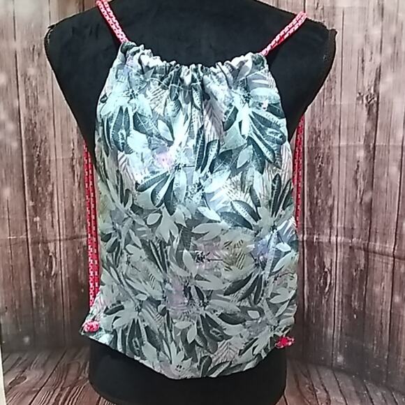 H &M Tropical "Hello Friday" drawstring cinch bag - Picture 2 of 4